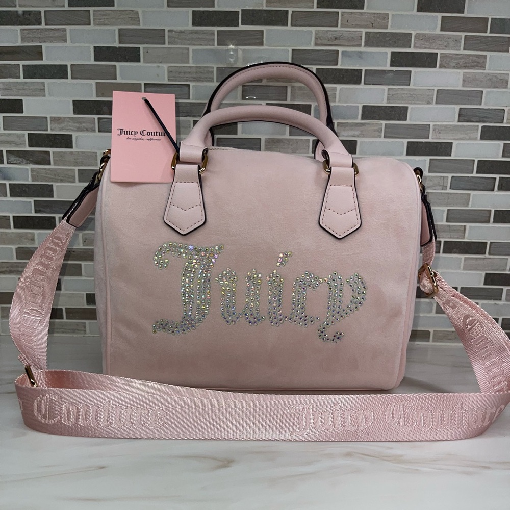 JUICY COUTURE powder blush velour obsession satchel crossbody bag